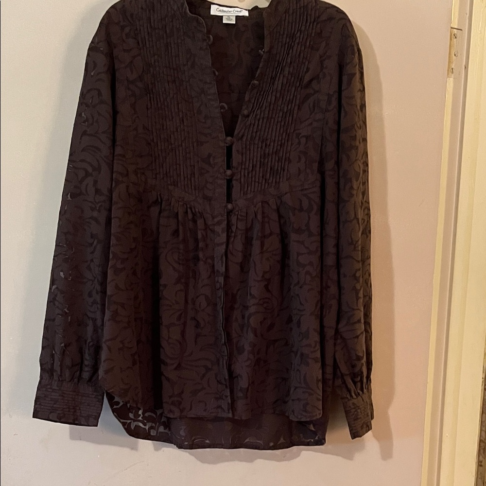 Coldwater Creek Dark Brown Textured Blouse